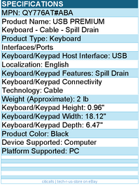 HPI QY776AT#ABA USB PREMIUM Keyboard - Cable - Spill Drain - Black