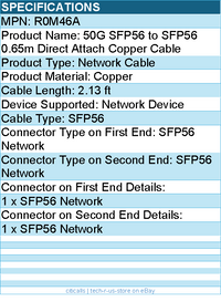 HPE R0M46A 50G SFP56 to SFP56 0.65m Direct Attach Copper Cable - 2.13 ft