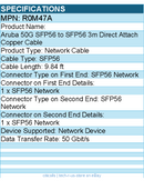 HPE R0M47A Aruba 50G SFP56 to SFP56 3m Direct Attach Copper Cable