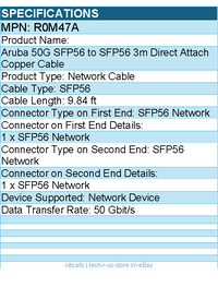 HPE R0M47A Aruba 50G SFP56 to SFP56 3m Direct Attach Copper Cable