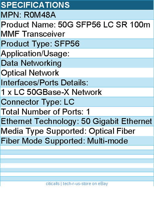 HPE S3N88A Aruba Networking 100G DR QSFP28 LC 500m SMF Transceiver
