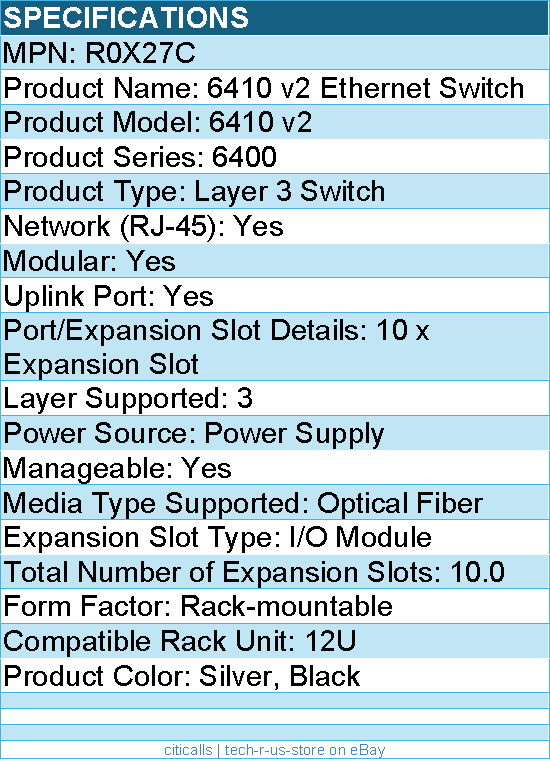 HPE R0X27C 6410 v2 Ethernet Switch - Manageable - 3 Layer - Modular - 12U