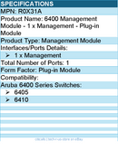 HPE R0X31A 6400 Management Module - 1 x Management - Plug-in Module