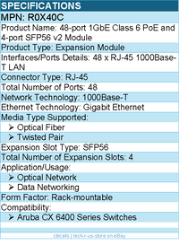 HPE R0X40C 48-port 1GbE Class 6 PoE & 4-port SFP56 v2 Module For Data Networking