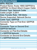 HPE R0Z25A Aruba 100G QSFP28 to QSFP28 1m Direct Attach Copper Cable