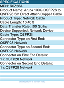 HPE R0Z26A Aruba 100G QSFP28 to QSFP28 5m Direct Attach Copper Cable
