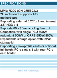 In-Win R200-02N-CR550.U3 Case - 2U R200-02N w USB3.0 front ports 550W Brown Box
