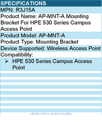 HPE R3J15A AP-MNT-A Mounting Bracket For HPE 530 Series Campus Access Point
