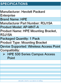 HPE R3J15A AP-MNT-A Mounting Bracket for Wireless Access Point