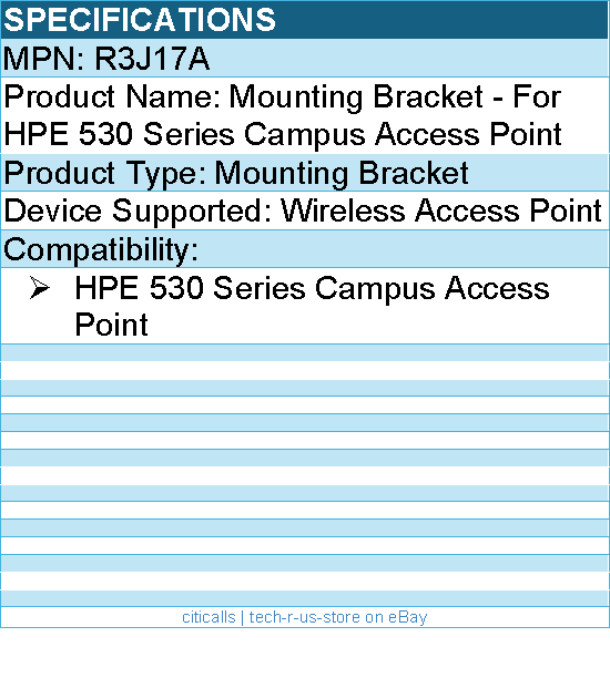 HPE R3J17A Mounting Bracket - For HPE 530 Series Campus Access Point