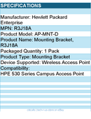 HPE R3J18A AP-MNT-D Mounting Bracket for Wireless Access Point