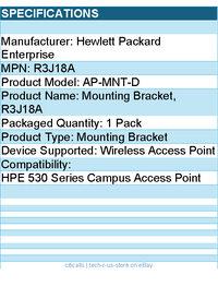 HPE R3J18A AP-MNT-D Mounting Bracket for Wireless Access Point