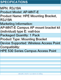 HPE R3J19A AP-MNT-E Mounting Bracket - For HPE 530 Series Campus Access Point