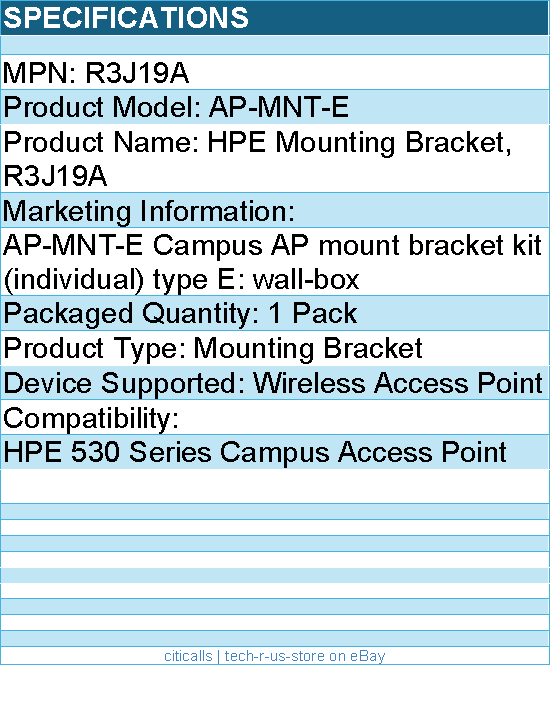 HPE R3J19A AP-MNT-E Mounting Bracket - For HPE 530 Series Campus Access Point