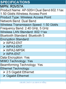 HPE R3V57A AP-505H Dual Band 802.11ax 1.50 Gbit/s Wireless Access Point