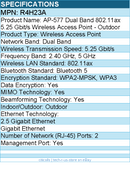 HPE R4H23A AP-577 Dual Band 802.11ax 5.25 Gbit/s Wireless Access Point - Outdoor