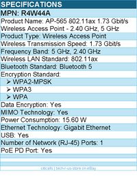 HPE R4W44A AP-565 802.11ax 1.73 Gbit/s Wireless Access Point - 2.40 GHz, 5 GHz
