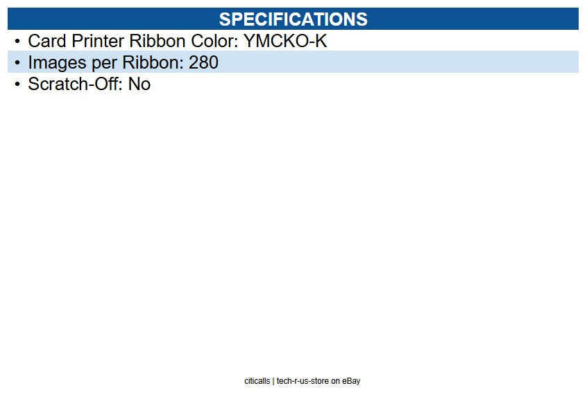 Evolis R6F203A100 YMCKO-K Color Ribbon - 200 prints / roll