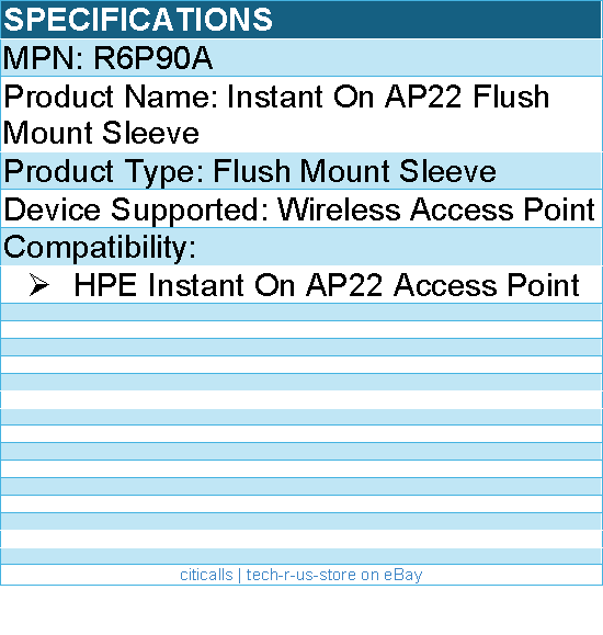 HPE R6P90A Flush Mount Sleeve - For HPE Instant On AP22 Access Point