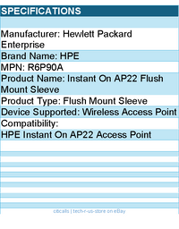 HPE R6P90A Flush Mount Sleeve for HPE Instant On AP22 Access Point