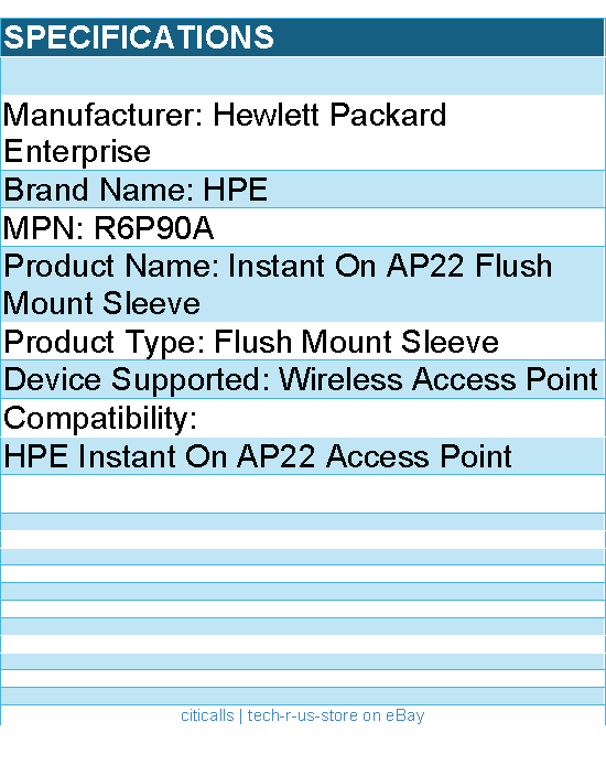 HPE R6P90A Flush Mount Sleeve for HPE Instant On AP22 Access Point