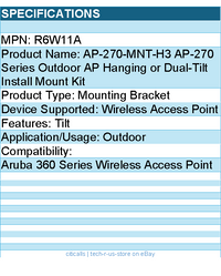 HPE R6W11A Mounting Bracket for Aruba 360 Series Wireless Access Point