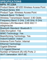 HPE R7J28A AP-635 Tri Band Wi-Fi 6E - 3.90 Gbit/s Wireless Access Point - Indoor