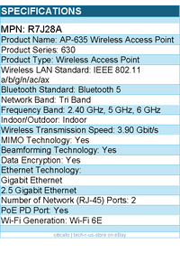 HPE R7J28A Tri Band Wi-Fi 6E IEEE 802.11 3.90 Gbit/s Wireless Access Point
