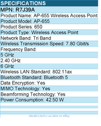 HPE R7J39A 802.11ax Wireless Access Point - 7.80 Gbit/s - Tri Band
