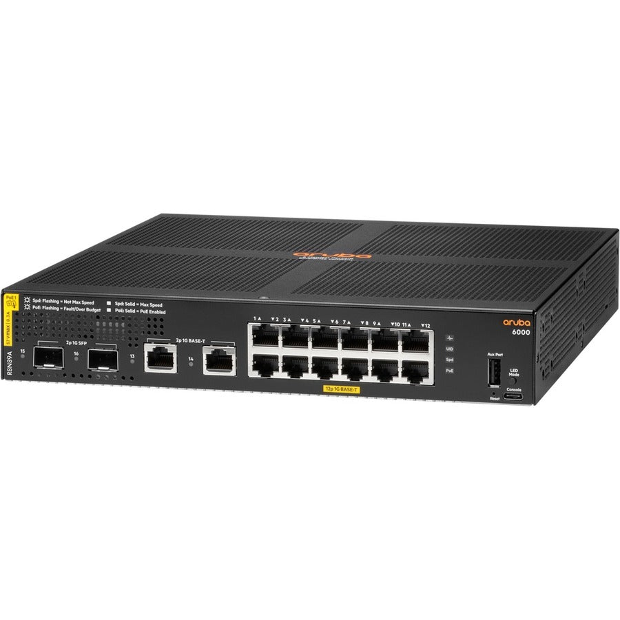 HPE R8N89A#ABA 6000 48G Class4 PoE 4SFP 370W Ethernet Switch - 12 Ports