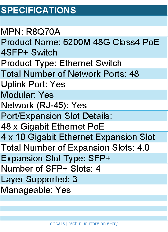 HPE R8Q70A 6200M 48G Class4 PoE 4SFP+ Switch - 48 Ports - Manageable