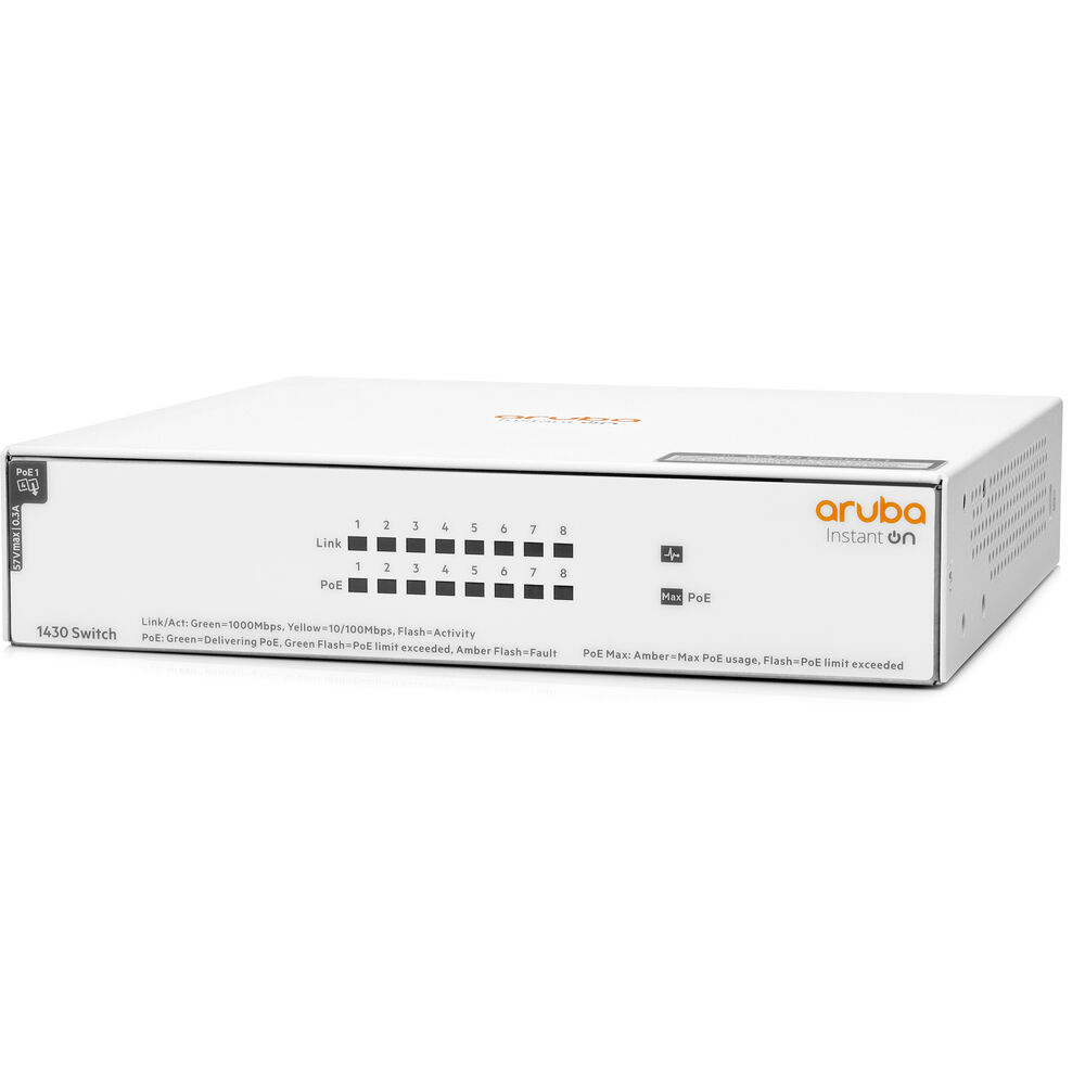 HPE R8R46A#ABA Instant On 1430 8G Class4 PoE 64W Switch - 8 Ports