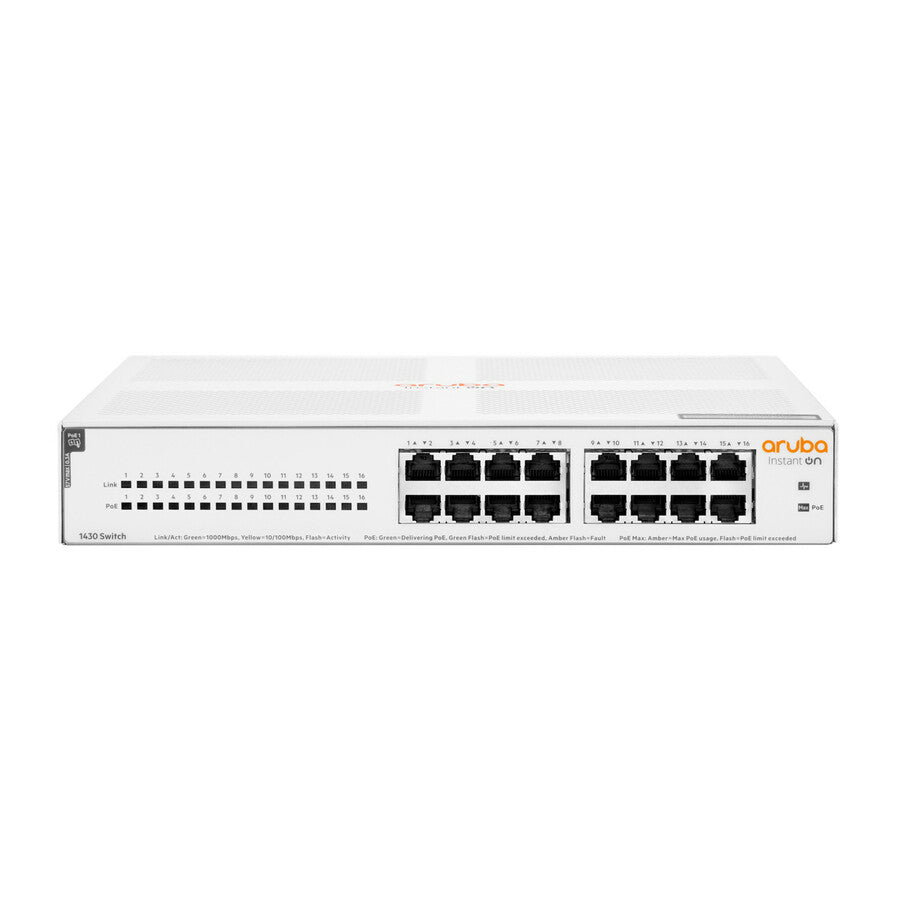 HPE R8R48A#ABA Instant On 1430 16G Class4 PoE 124W Ethernet Switch - 16 Ports