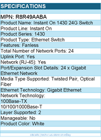 HPE R8R49A#ABA Instant On 1430 24G Ethernet Switch - 24 Ports