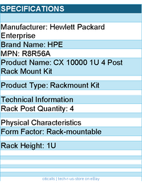 HPE R8R56A Aruba Networking CX 10000 1U 4 post Rack Mount Kit