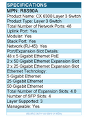HPE R8S90A CX 6300 Layer 3 Switch - 48 Ports - Manageable