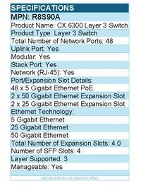 HPE R8S90A CX 6300 Layer 3 Switch - 48 Ports - Manageable