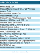 HPE R9B32A Instant On DualBand Wi-Fi 6 802.11ax 5.30Gbit/s Wireless Access Point