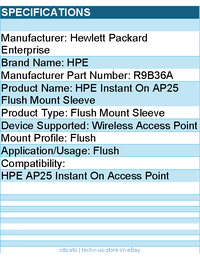 HPE R9B36A Flush Mount Sleeve for Wireless Access Point