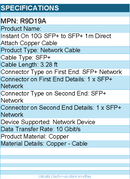HPE R9D19A Instant On 10G SFP+ to SFP+ 1m Direct Attach Copper Cable