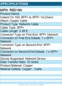 HPE R9D19A Instant On 10G SFP+ to SFP+ 1m Direct Attach Copper Cable