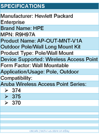 HPE R9H97A Pole/Wall Mount for Aruba Wireless Access Point Series 374, 375, 370