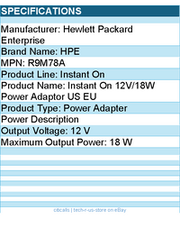 HPE R9M78A Instant On 12V/18W Power Adaptor US EU - 18 W - 12 V Output