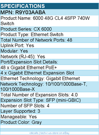 HPE R9Y03AABA 6000 48G CL4 4SFP 740W Switch - 48 Ports - Manageable