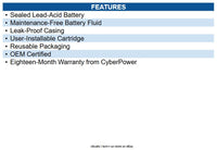 CyberPower RB1290 Replacement Battery Cartridge for CP1000AVRLCD, 1 battery