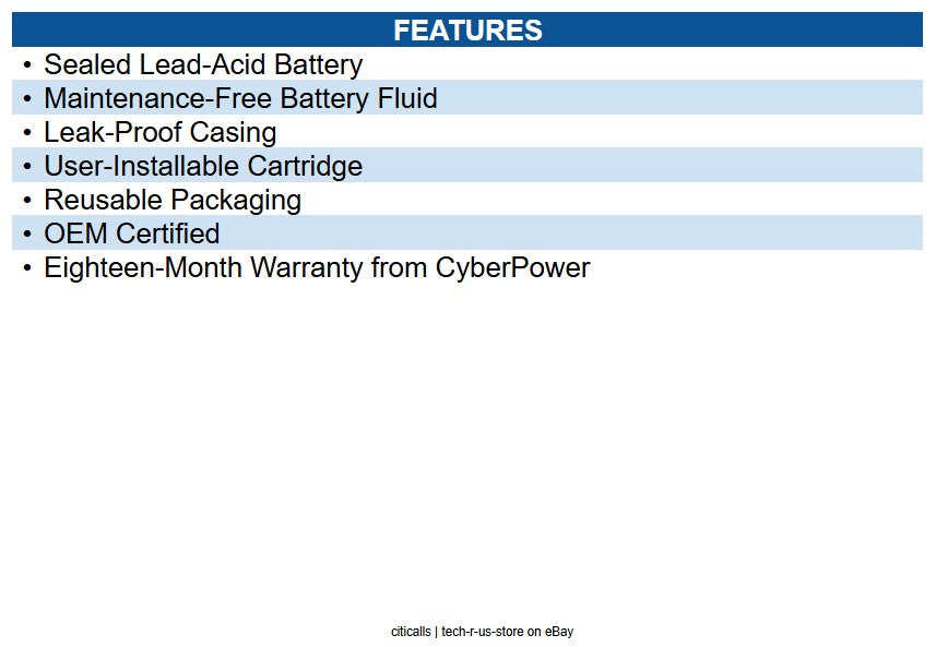 CyberPower RB1290 Replacement Battery Cartridge for CP1000AVRLCD, 1 battery