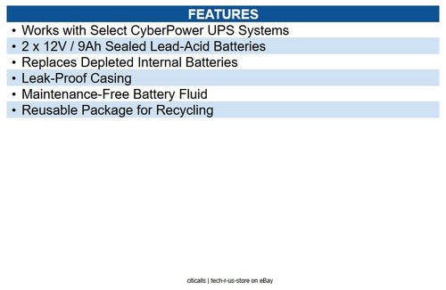 CyberPower RB1290X2 Sealed Lead-Acid Replacement Battery