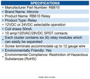 Altronix RB610 Relay Module, Breakaway, 6 - 12/24VDC, SPDT @ 10A - 120VAC/28VDC