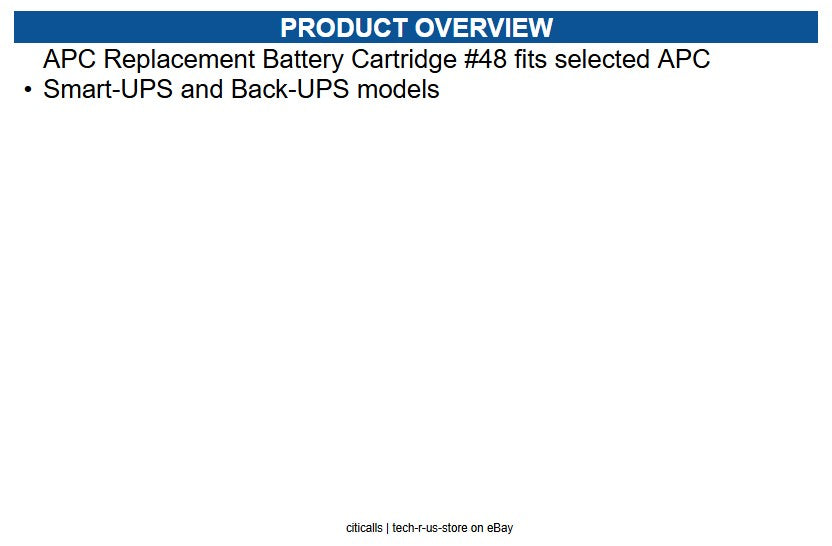 APC RBC48 Replacement Battery Cartridge for Smart-UPS Line Interactive, 24V 7Ah