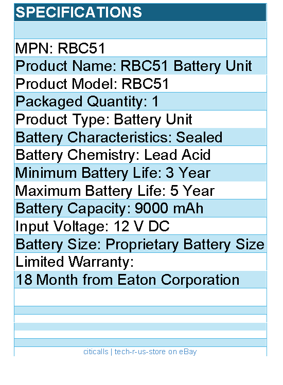 Eaton Tripp Lite Series RBC51 UPS Replacement Battery Cartridge for APC, Belkin